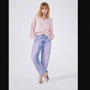 HAYLEY MENZIES  acid wash crystal vintage tapered jeans
